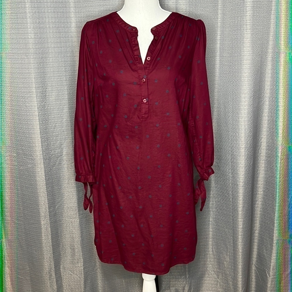 OLD NAVY SMALL DRESS BURGUNDY with BLACK POLKA DOTS